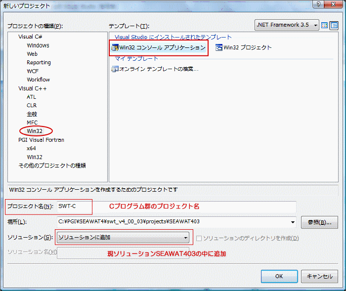 Cプロジェクトの新設
